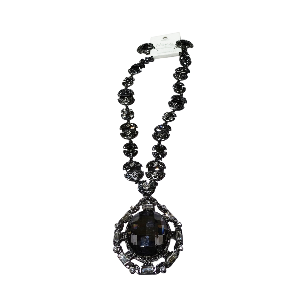 Nena ~ Elegant Black Crystal Necklace With Matching Earrings.